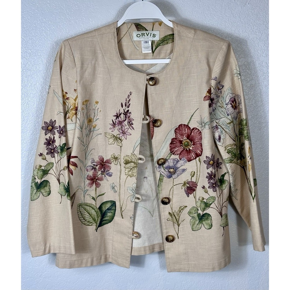 Orvis Floral Women's Button Up Long Sleeve Unlined Jacket Small